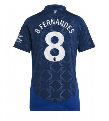 Manchester United Bruno Fernandes #8 Segunda Equipación Mujer 2024-25 Manga Corta